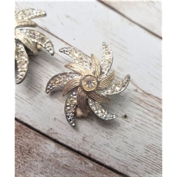 Vintage Sarah Coventry Clip On Earrings Large Statement with Clear Gems - Picture 4 of 7